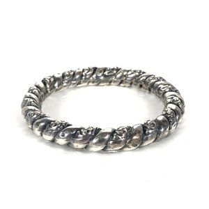Victorian Repousse Sterling Silver Hollow Puffy Twist Bangle Estate Fine…